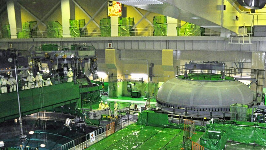 The inside of the unit five reactor building at Hamaoka nuclear power plant at Omaezaki city in Shizuoka prefecture