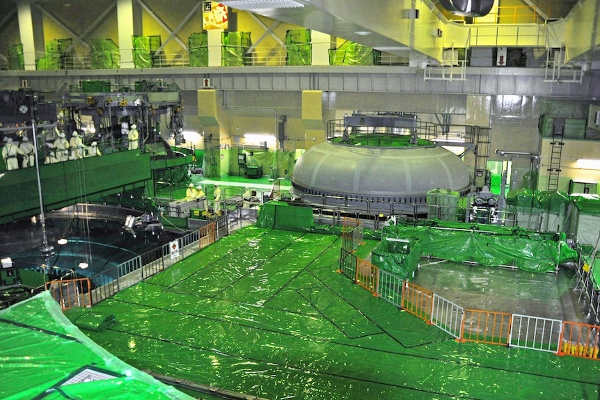 The inside of the unit five reactor building at Hamaoka nuclear power plant at Omaezaki city in Shizuoka prefecture