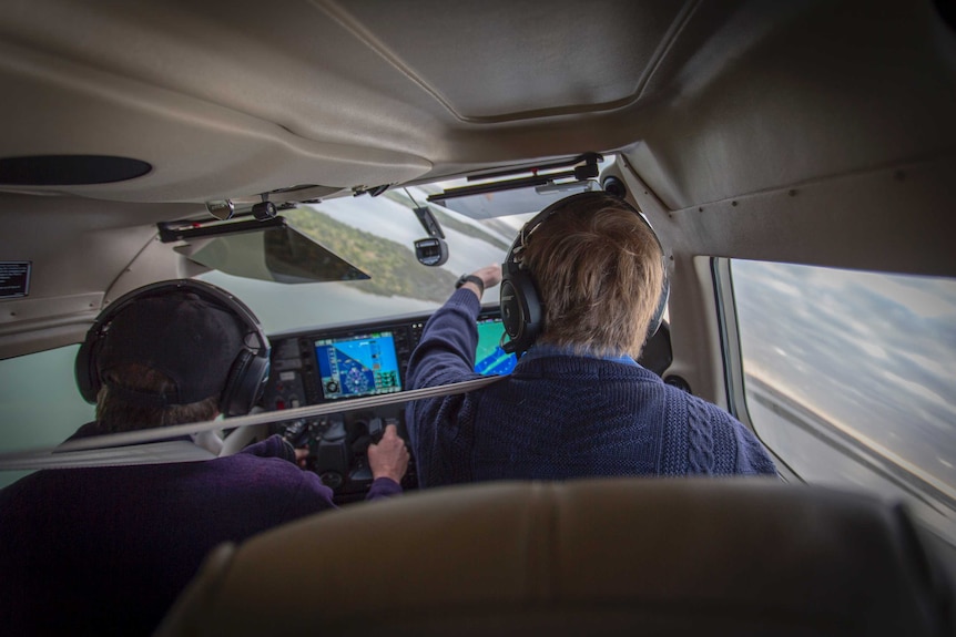 Inside a light aircraft as it turns dramatically, 2016.