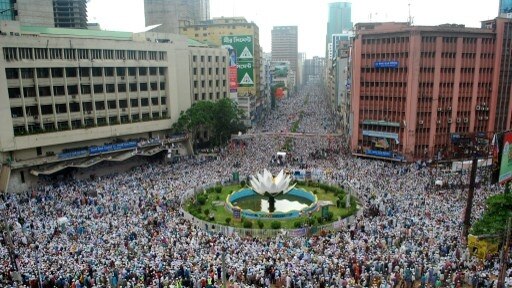 Thousands of Bangladeshi Hefajat-e-Islam activists attend a rally in Dhaka.