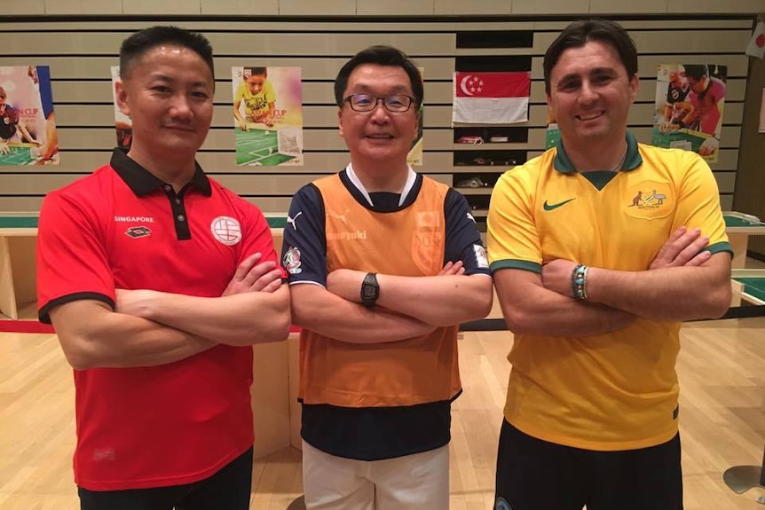 Australian and Japanese players at Subbuteo Asian Cup