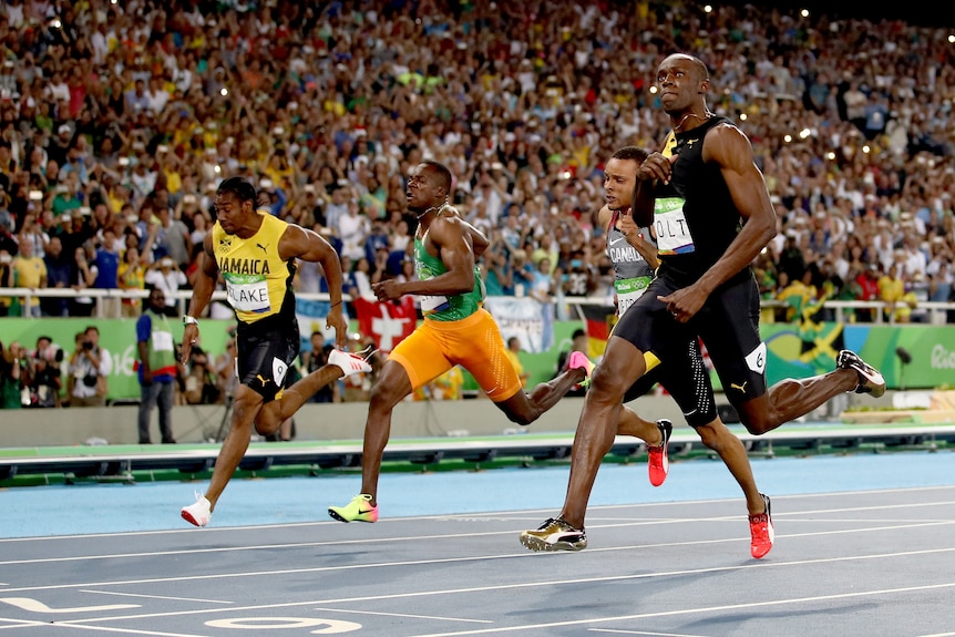 Usain Bolt wins the 100m title at the Rio Olympics