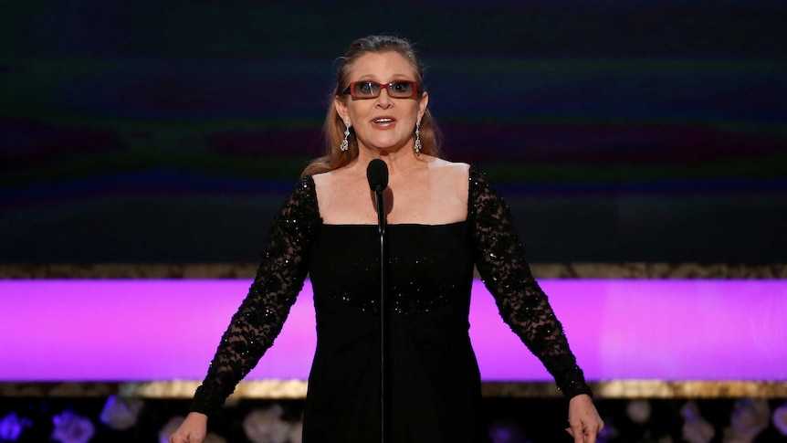 Carrie Fisher on stage in LA