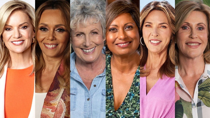 A composite image of six women smiling