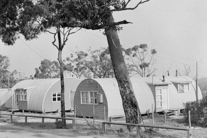 Three different sized Nissen Huts in Belmont 1967