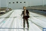 Still of Les Jackson skiing on Tasman Bridge