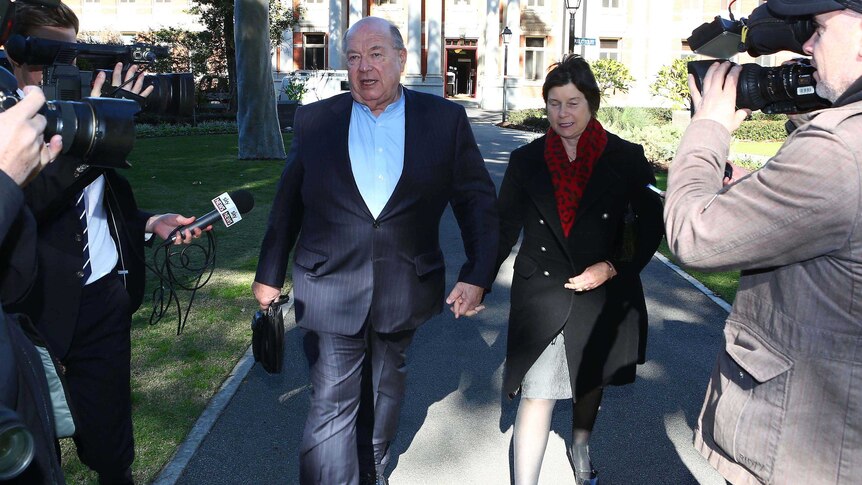 Brian Burke and his wife Sue leave the Supreme Court in Perth
