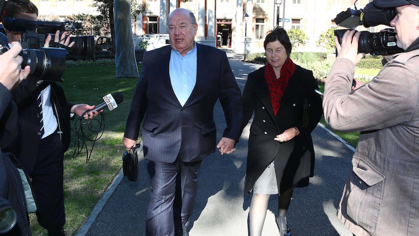 Brian Burke and his wife Sue leave the Supreme Court in Perth