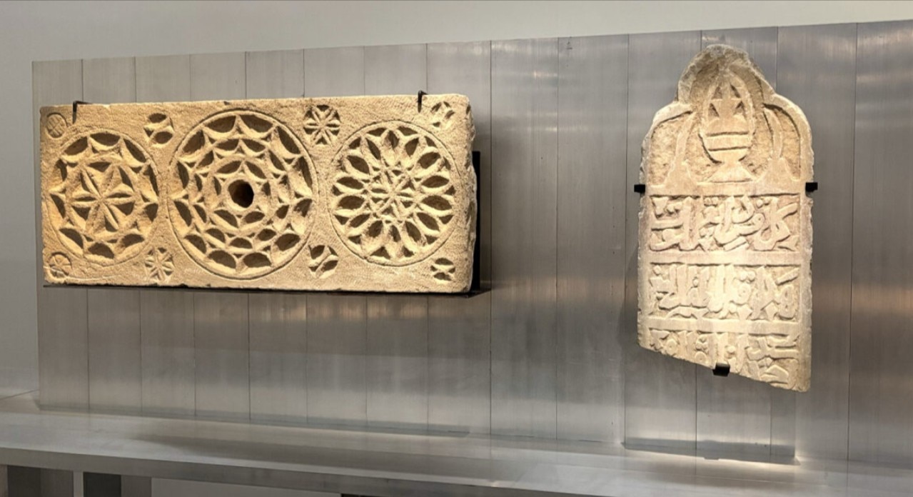 Two scupltures including a lintel with three large rosettes and an oculus from Gaza.