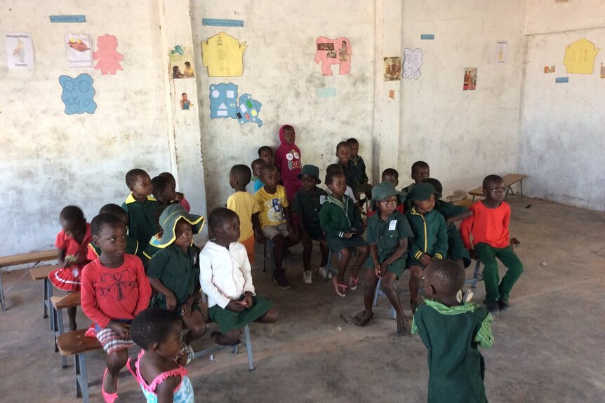 Students inside a classroom in Sababa primary school.
