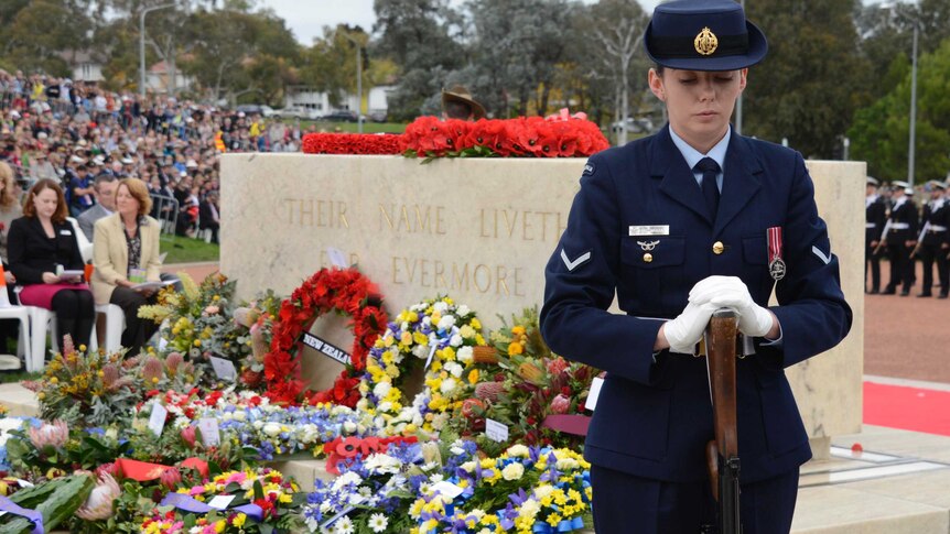 Anzac Day ceremony at the Australian War Memorial in Canberra.