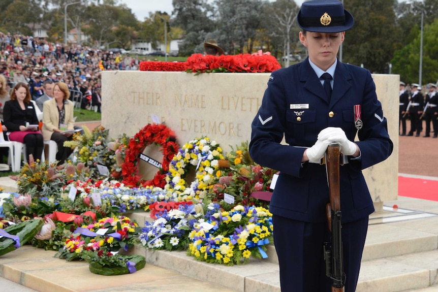 Anzac Day ceremony at the Australian War Memorial in Canberra.