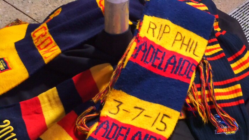 Scarves tribute to Walshy at Adelaide Oval