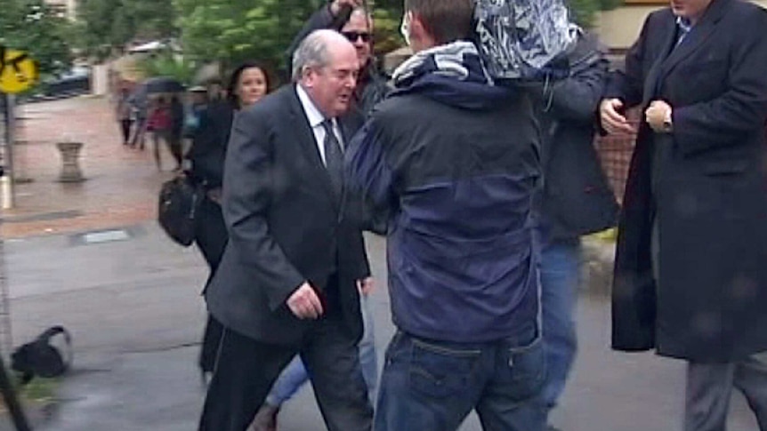 Catholic priest Brian Lucas arrives at Newcastle abuse inquiry
