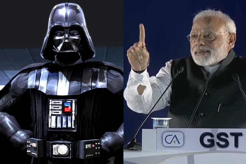 A composite image of Darth Vader and Indian PM Narendra Modi