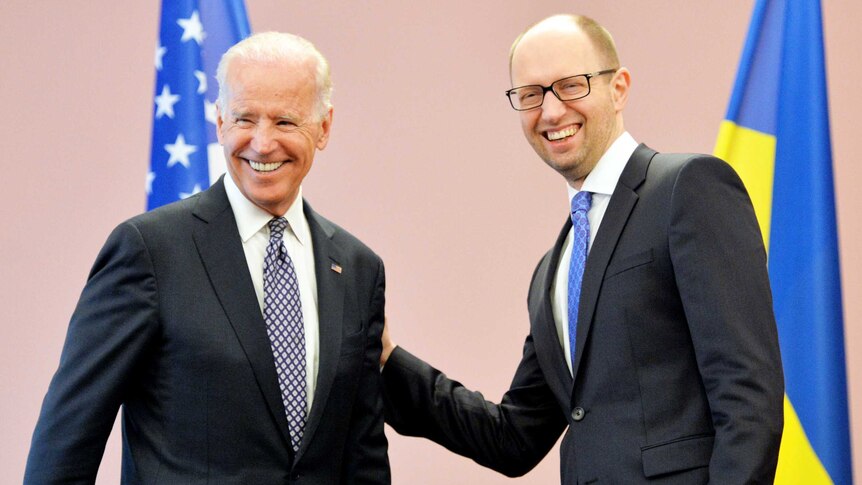 Joe Biden meets Arseniy Yatsenyuk