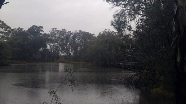 Heavy rain is already falling at Nagambie, in northern Victoria.