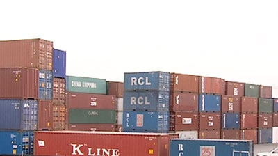Containers have begun moving out of Port Botany.