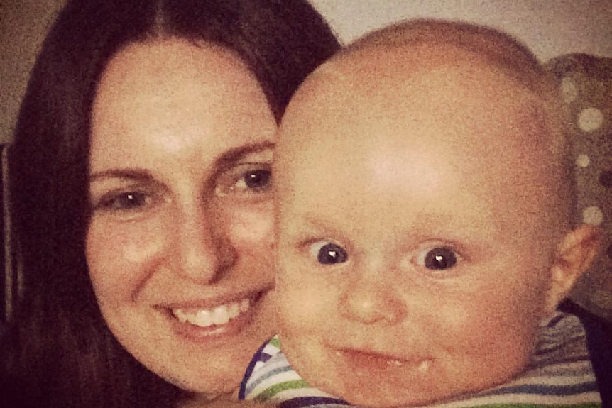 Bianka O'Brien cuddling her baby son Jude.