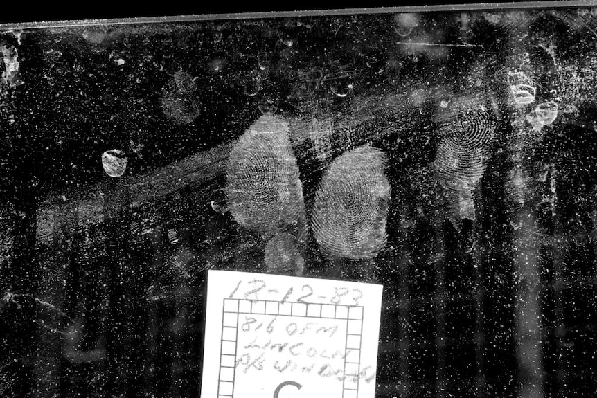 Black and white image of the fingerprints of convicted murderer Troy O'Meara supplied by the Queensland police.