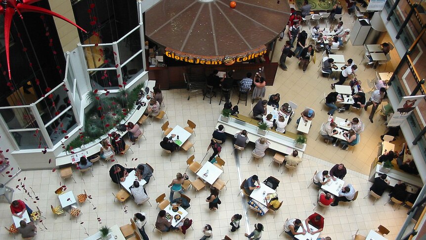 Aerial view of the food court at Brisbane's Myer Centre