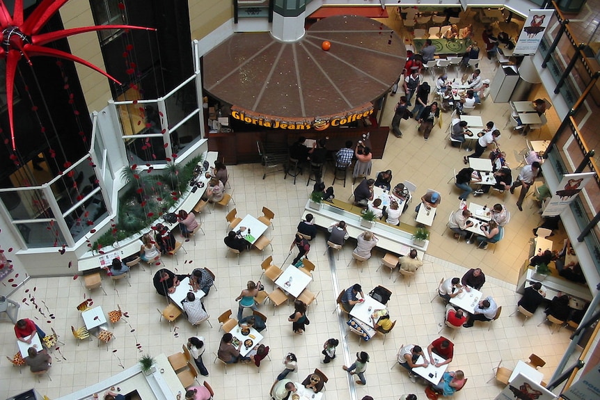 Aerial view of the food court at Brisbane's Myer Centre