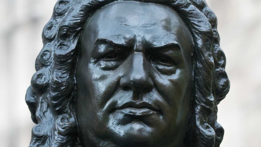 J.S. Bach bronze statue standing outside St Thomas Church, Leipzig