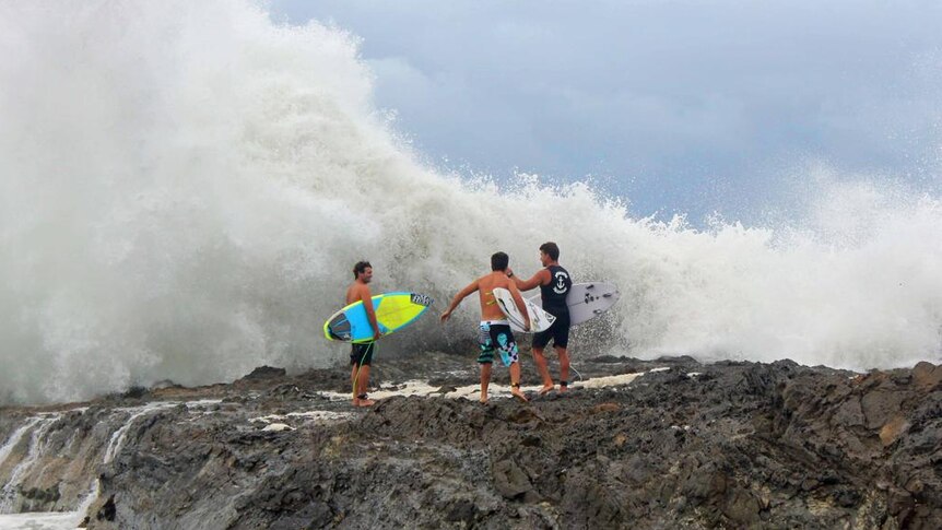 Surfers brave the waves at Snapper Rocks