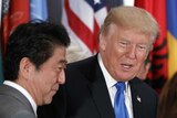 Shinzo Abe and Donald Trump appear to have a jovial conversation at the UN General Assembly.
