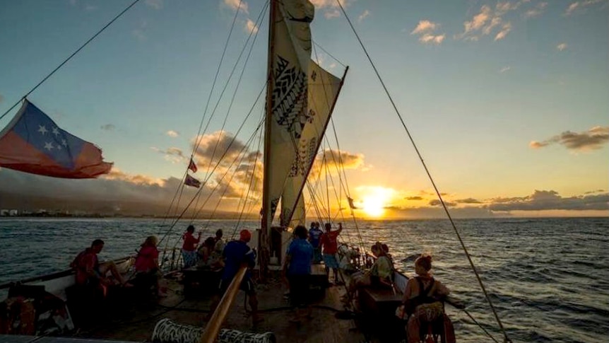 Sailing on the Gaualofa at sunset