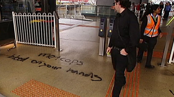 Vandalism at North Melbourne train station