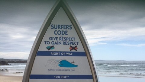 The surf code sign on Port Macquarie's Town Beach.