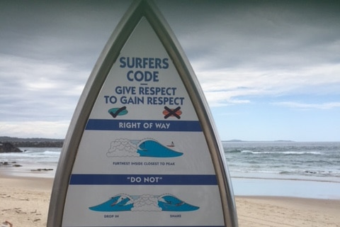 The surf code sign on Port Macquarie's Town Beach.