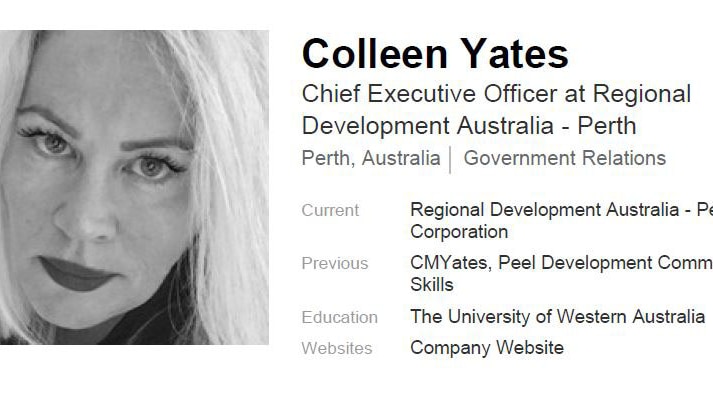 The profile lists Ms Yates' education as at the University of Western Australia.