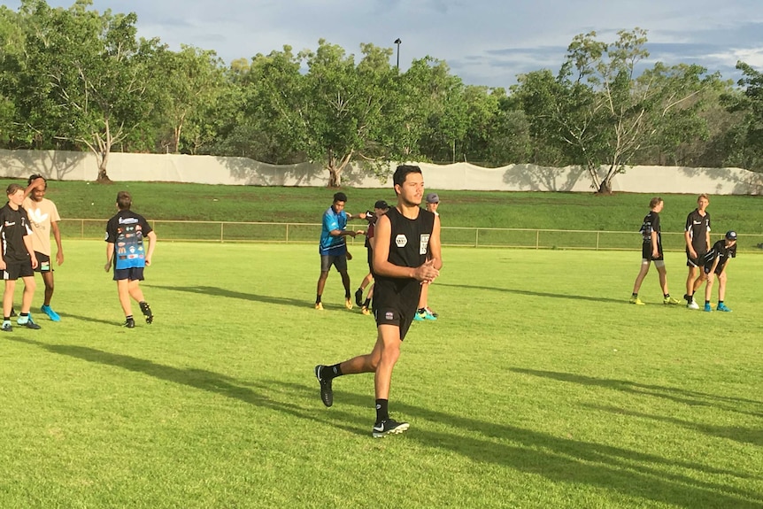 Kenny Rogan at football training.