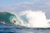 Brazil's Adriano De Souza winning his round two heat against Jack Robinson at the Pipe Masters.