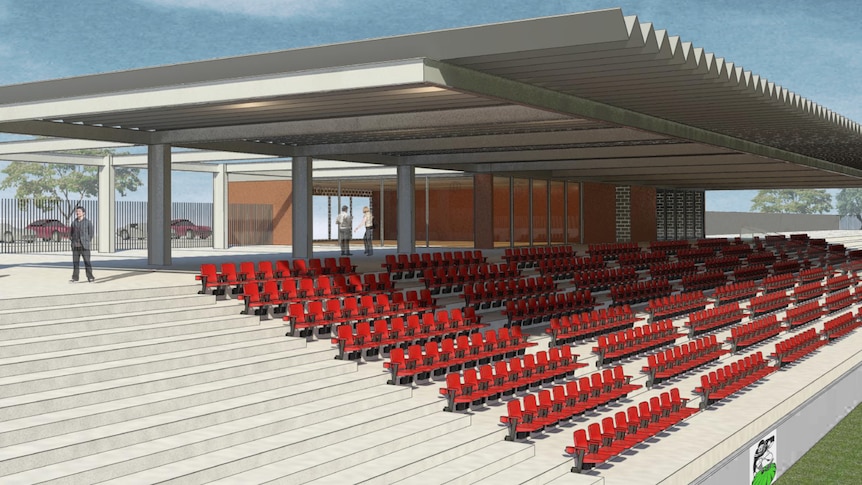 The concept design of the new grandstand at Maitland Regional Sportsground.