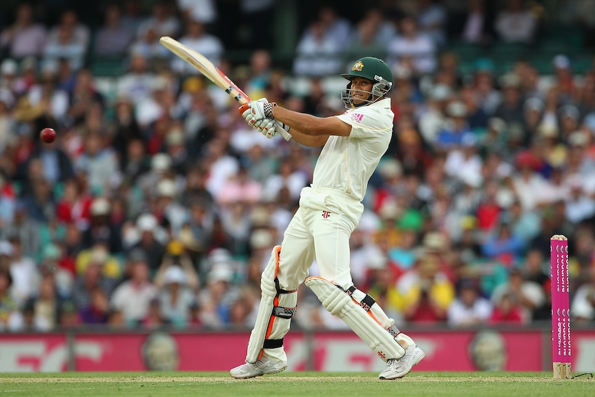 Usman Khawaja bats for Australia in the 2011 Ashes series against England