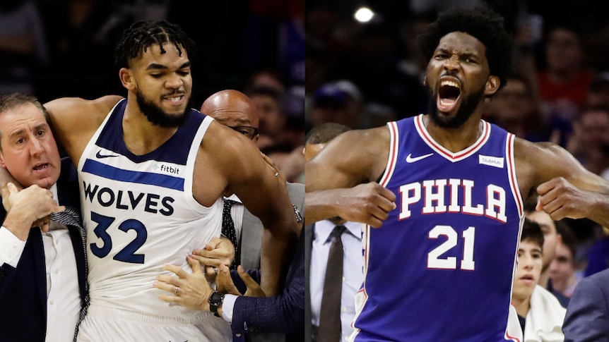 Ben Simmons In The Thick Of Brawl Between Joel Embiid And Karl Anthony Towns In 76ers Timberwolves Clash Abc News