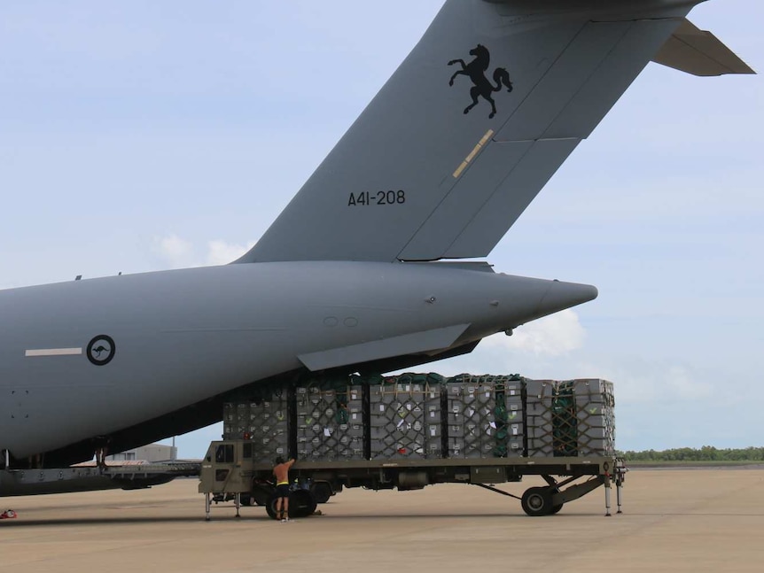 RAAF C-17 Globemaster brings supplies for Cyclone Lam hit Elcho Island