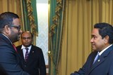 Ahmed Adeeb being sworn in by President Yameen