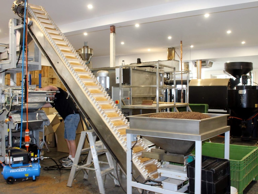 Coffee packaging equipment at ONA Coffee House in Canberra.