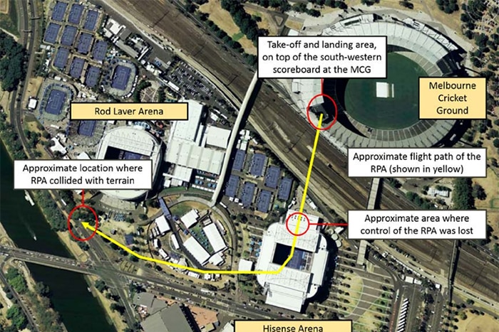 Flight path of MCG drone crash