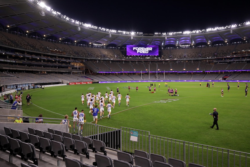 An empty perth stadium during a football match