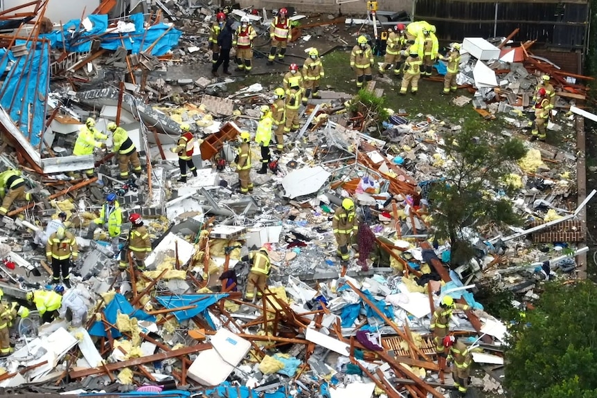 an aerial view of the destruction in the wake of the whalan explosion on saturday 1 june 2024