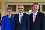 Anthony Albanese and his senior team, from left, Jim Chalmers,  Penny Wong, Richard Marles and Katy Gallagher