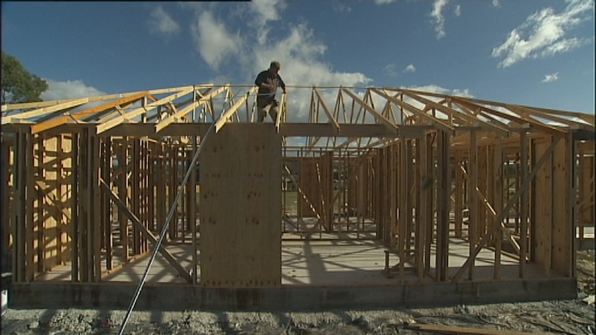 A Tasmanian house under construction.