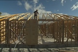 A Tasmanian house under construction.