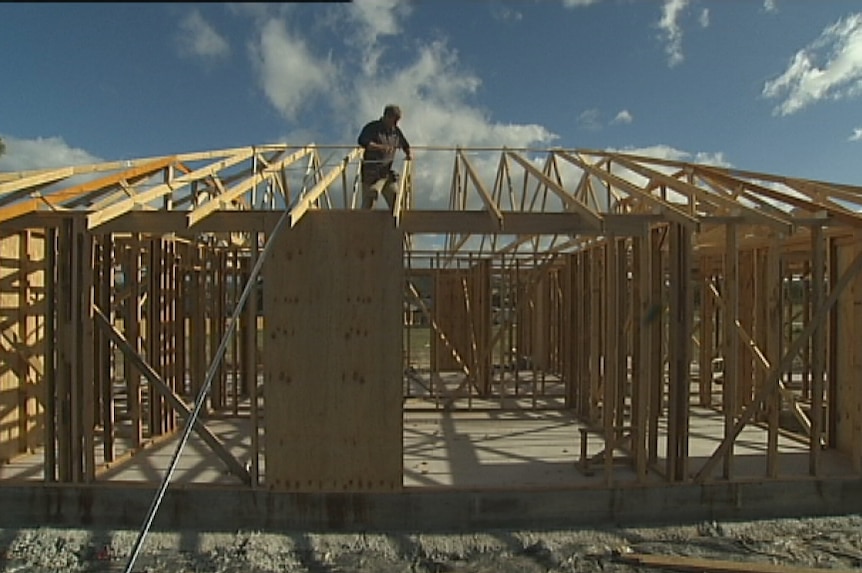 A Tasmanian house under construction.