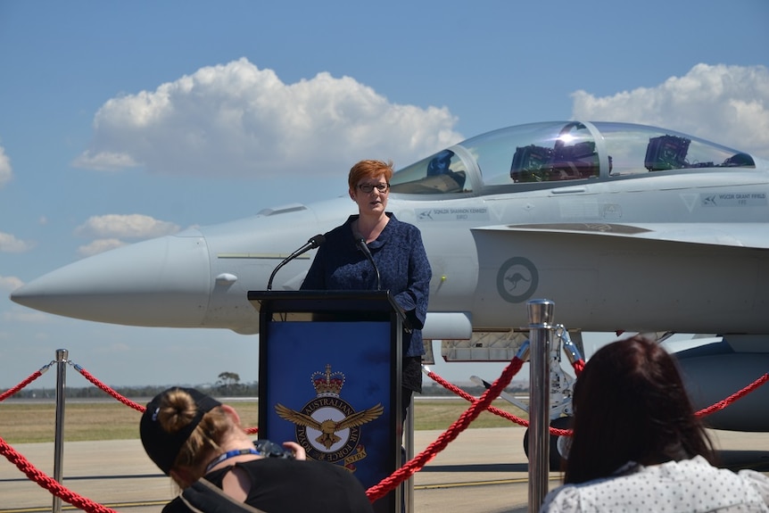 Defence Minister Marise Payne welcomes the first Growler aircraft